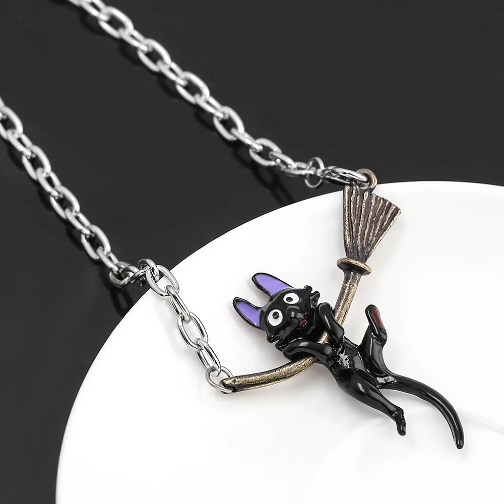 Black Cat Anime Cartoon Pendant Necklace - Cute Personalized Girl's Cosplay Party Jewelry Accessory Gift