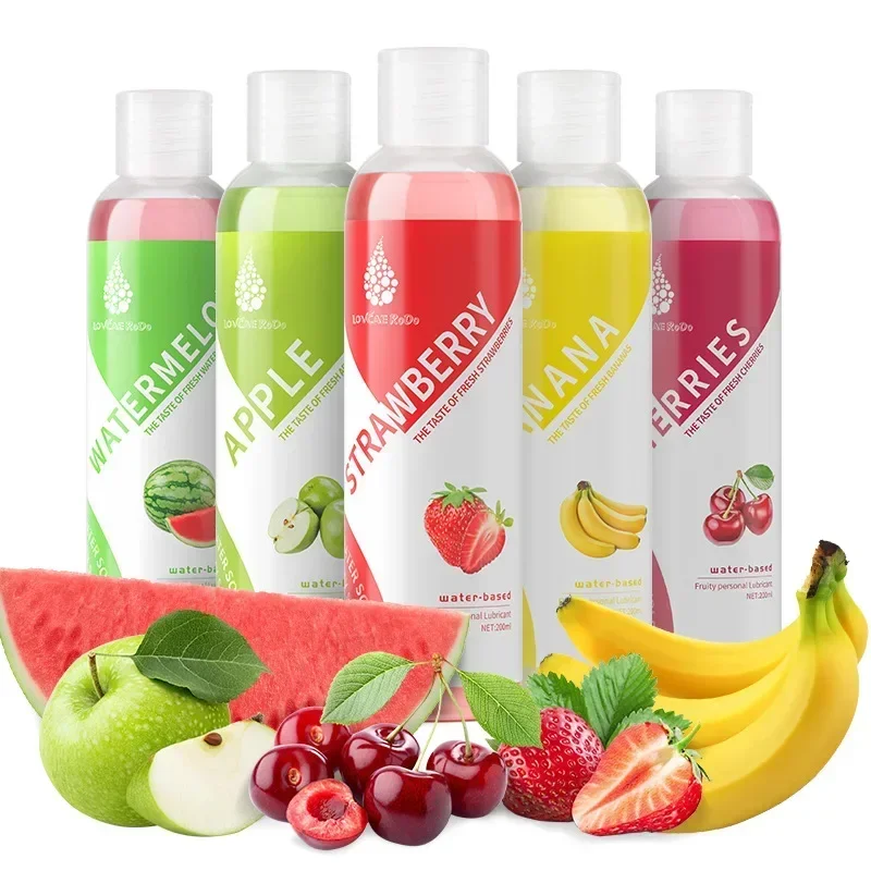 Juguete sexual de sabor a fruta para hombres y mujeres, lubricante a base de agua, aceite sexual de arándanos, fresas, melocotón, Gel Anal Vaginal, Adultos 18, 200ml