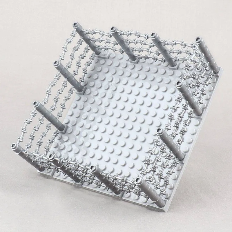 MOC Baustein-Set mit Stacheldrahtzaun, Gefängnisanlage, WWII-Minifiguren-Zubehör, Szenenmodell, Dekoratives Spielzeug-Geschenk