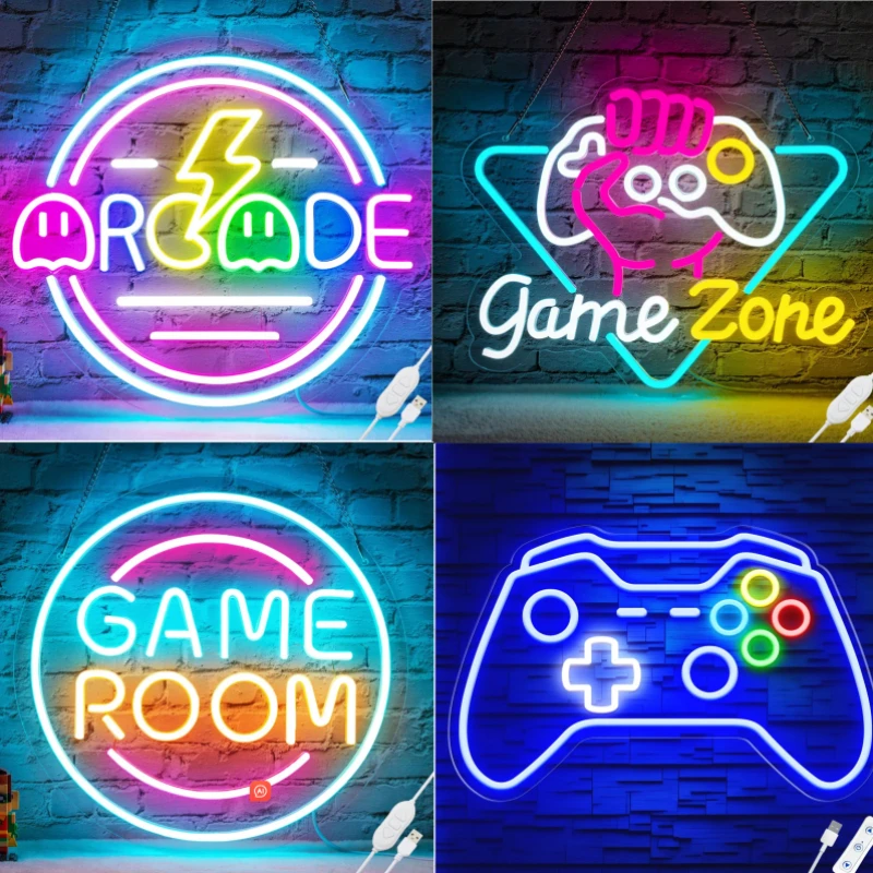 

Игра Zome Неоновая вывеска Светодиодный настенный декор с питанием от USB, акрил для игрового освещения, спальни, прикроватный декор, декор для стен, геймерская вечеринка, подарок на день рождения