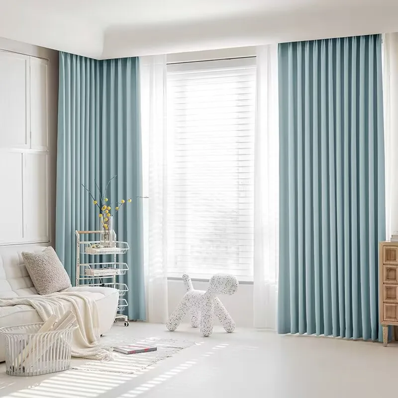 Luxury Living Room Window Curtains 75-90% Blackout Solid Color  Room Darkening Curtain Drapes For Bedroom Custom Made