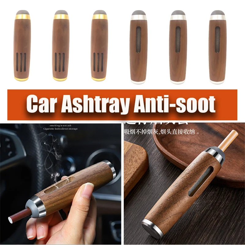 1pc Car Ashtray Anti-soot Lazy Driving Smoking God Send Cigarette Holder Walnut Smoke Sleeve Without Bullets Can Not Be Dropped