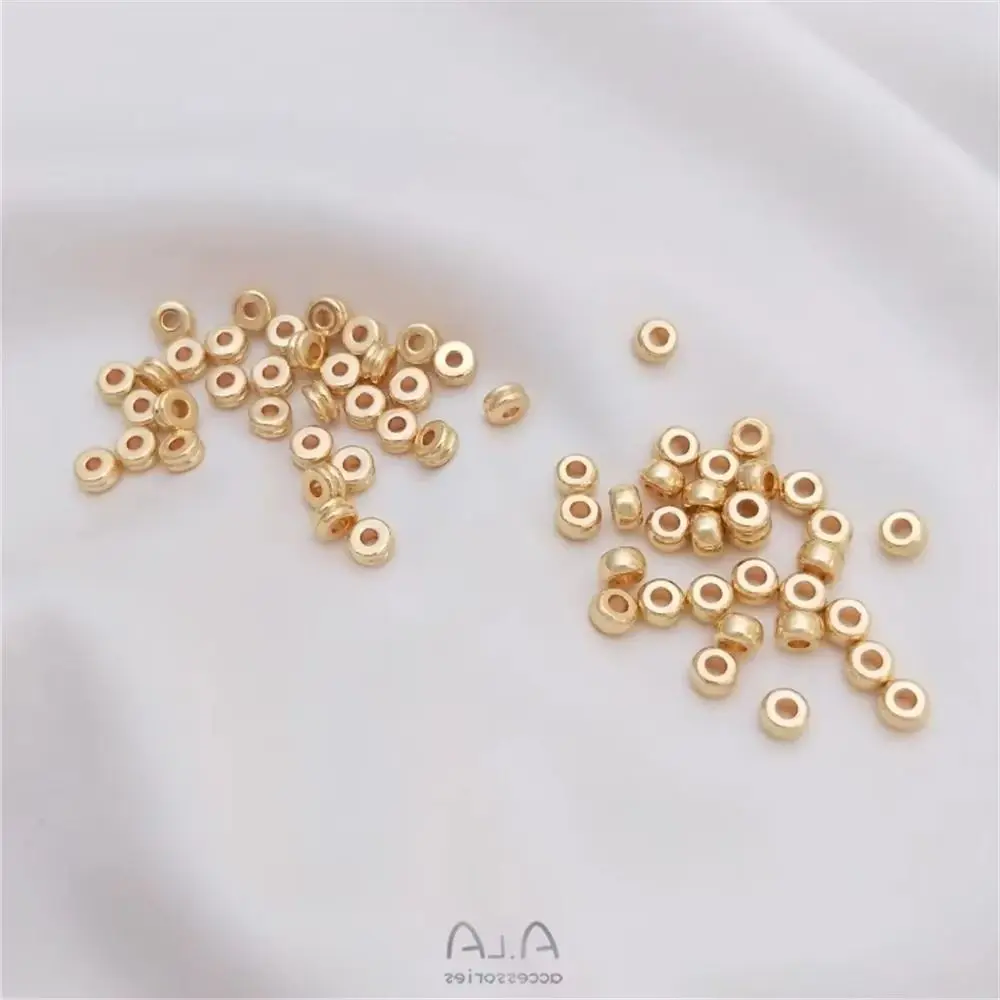 

14K gold plated double wheel bead double thread separated bead drum bead manual loose bead diy bracelet accessories material