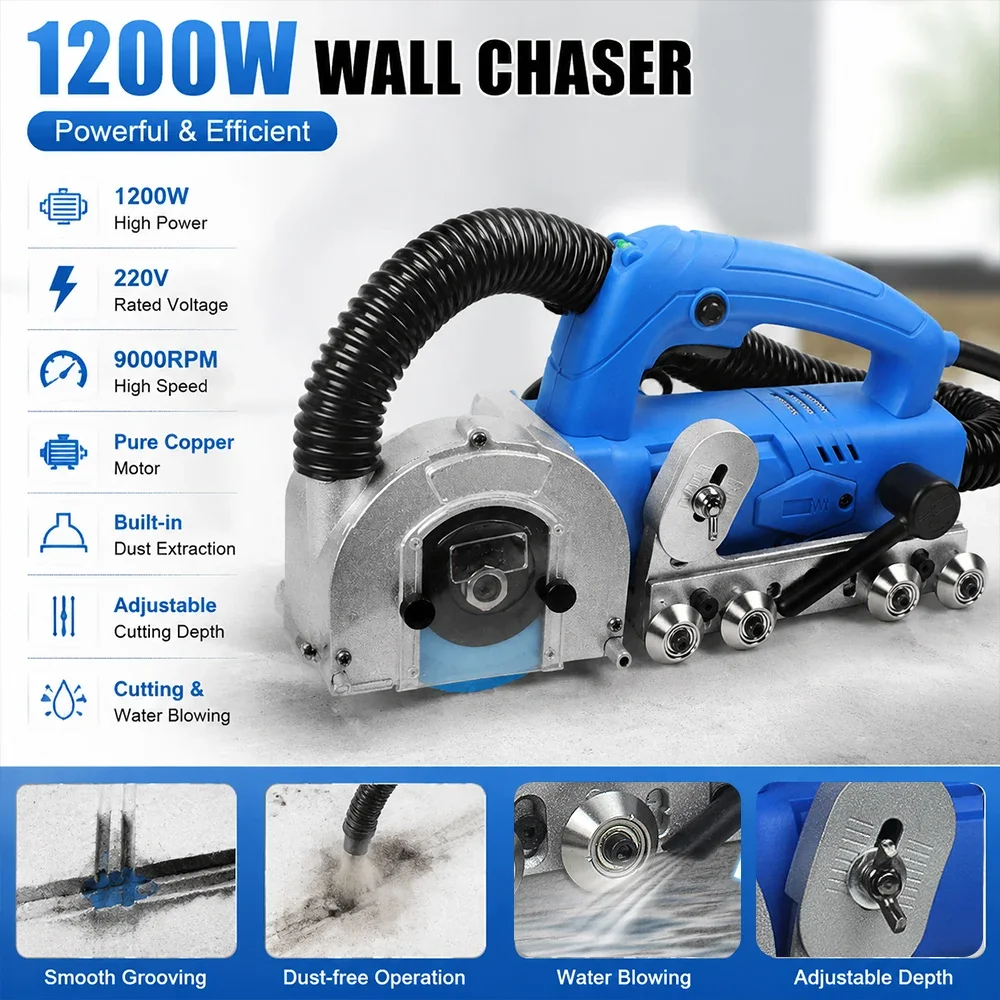 Electric Porcelain Floor Tile Seam Cleaner Dustless Slotting Machine Grout Removal Tool for Construction Tile Gap Cleaning
