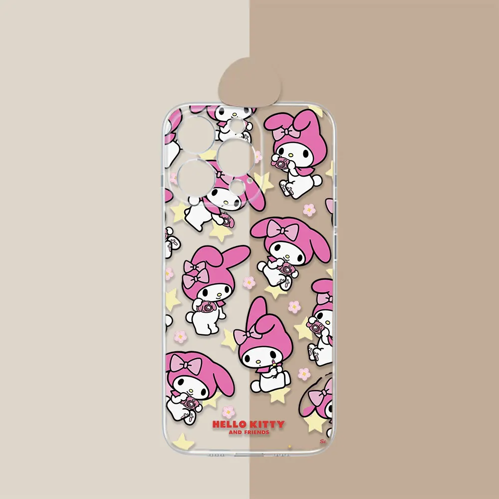 Funda de dibujos animados My Melody Kuromi para iPhone 17 Air 16e 16 ProMax 15 14 13 12 11 17 16 Plus 17 Pro Max, funda de teléfono translúcida