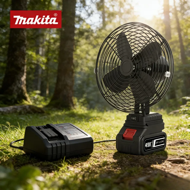 

Вентилятор для кемпинга Makita, 8 дюймов, беспроводной, для рыбалки на открытом воздухе, настольный, портативный, металлический, с мощным потоком воздуха, совместим с аккумулятором Makita 20В