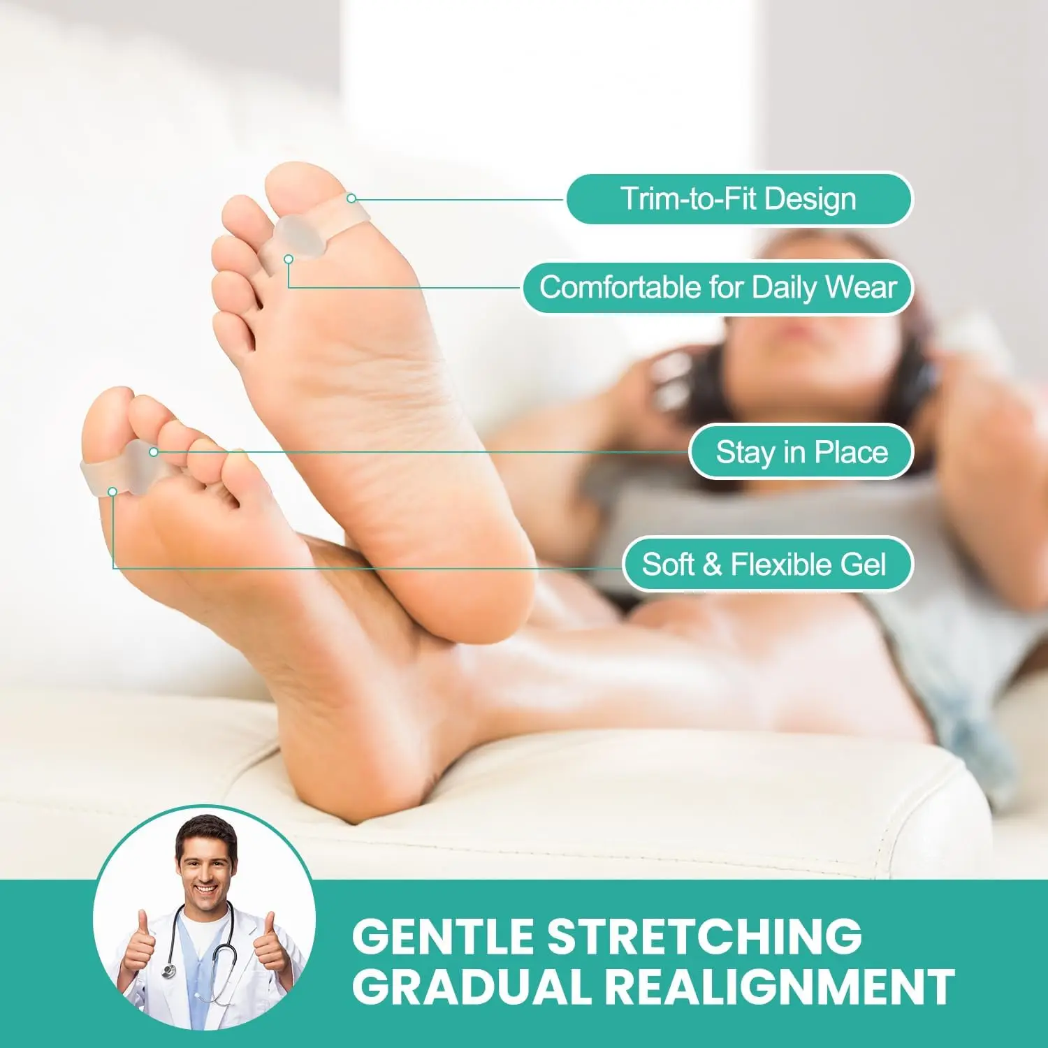 4 色 sumfun シリコーン二穴つま先セパレーター外反母趾つま先オーバーラップ補正フットケア腱膜瘤整形外科コレクター