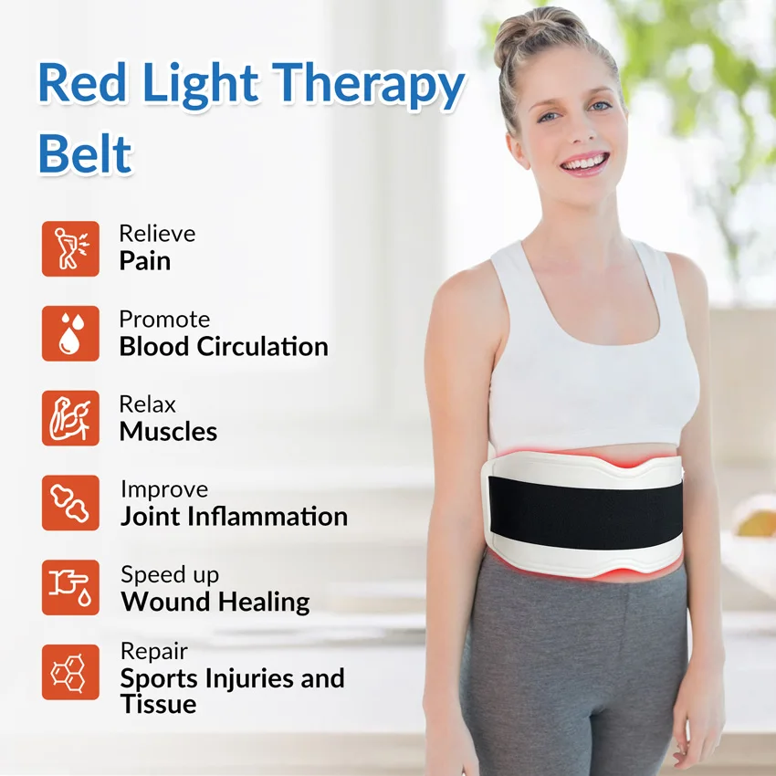 

LED Red ＆ Infrared Light Therapy Belt 660nm 850nm 940nm Full Body Pain Relief Wrap Burn Fat Wrap Slimming Machine Waist Pad