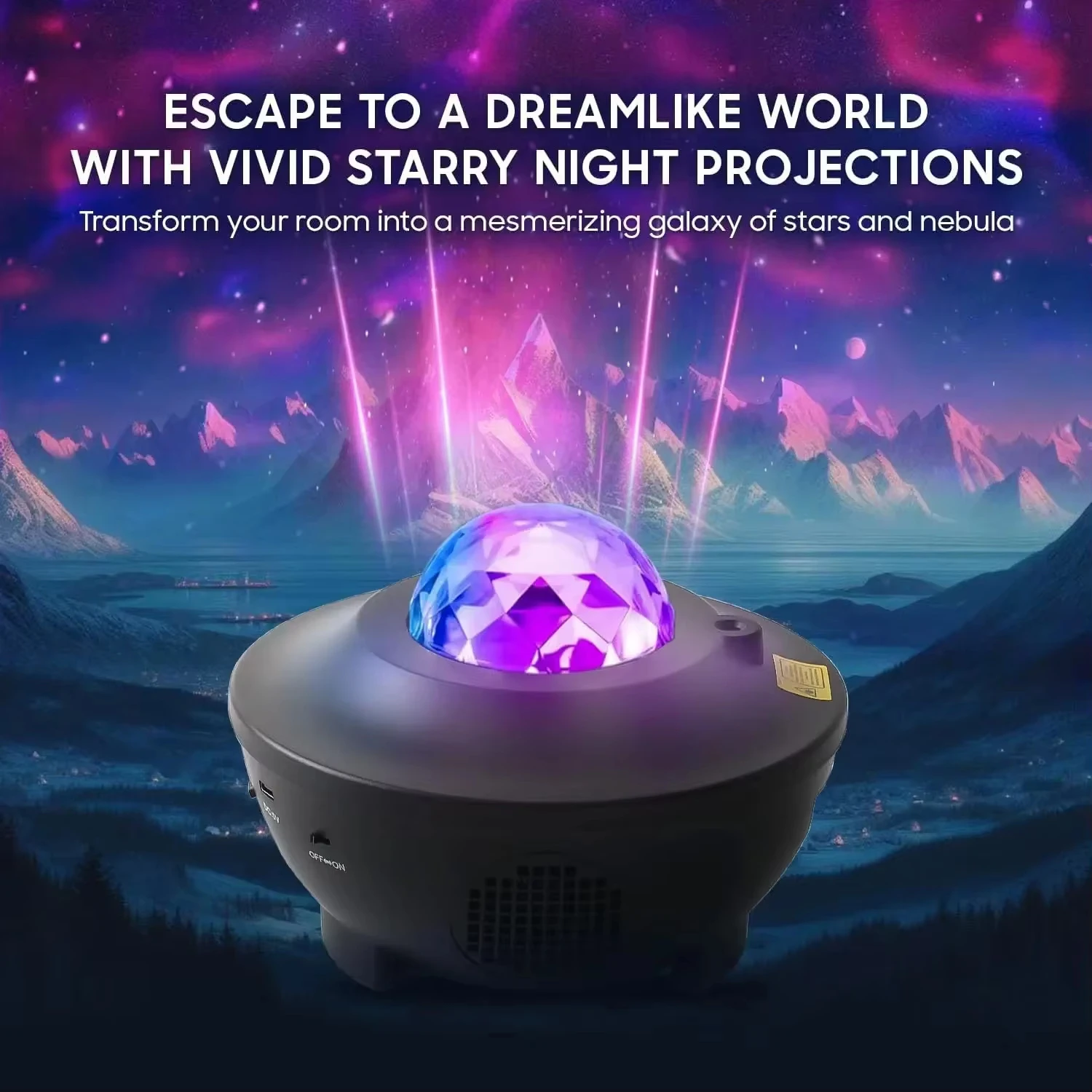 LED Starry Sky Projector Night Light Remote Control Switch USB Galaxy Ocean Wave Light with Remote Music for Kids Birthday