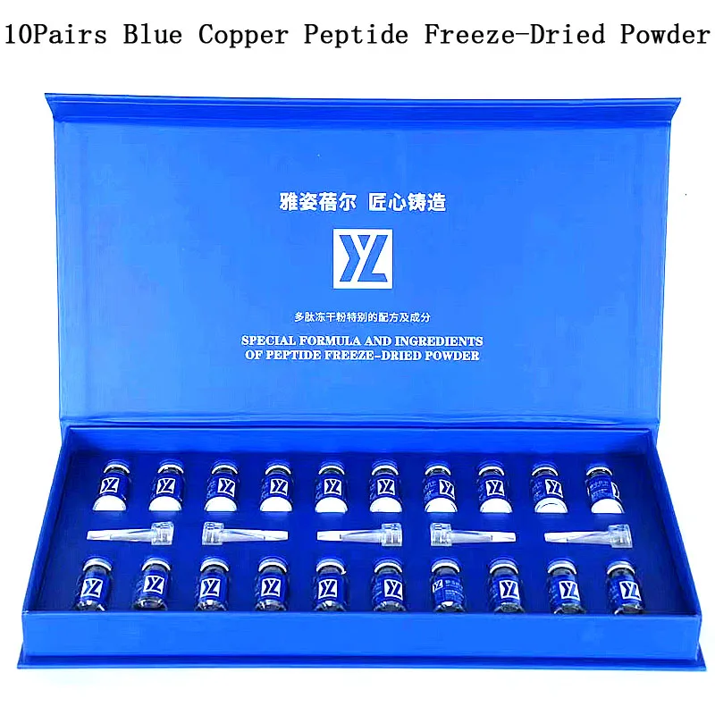 Blue Copper Tripeptide Multi-Effect Repair Freeze-Dried Powder 10 Pairs for Facial Hydration to Improve Dryness and Pe