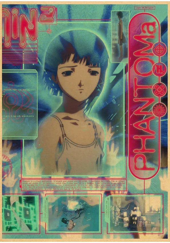 シリアル実験 lain ポスターアニメ壁アート家の装飾絵画子供部屋の装飾