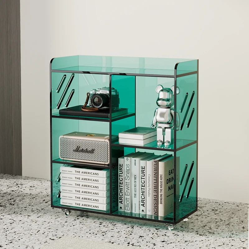 

Color acrylic shelves Living room simple study table side cabinet Bedroom multi-layer removable storage floor bookshelf