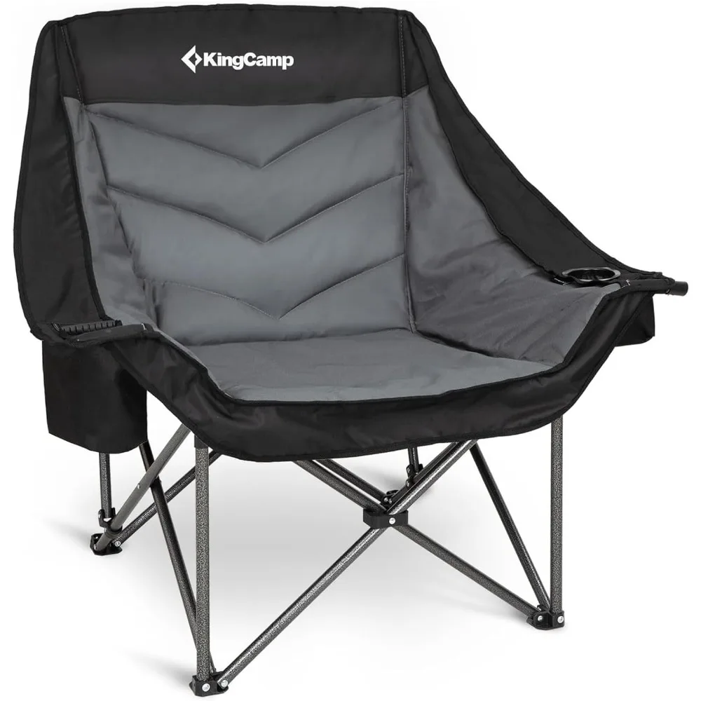 Durable 500lbs Folding Camping Chair for Adults with Padded Seat and Cooler Cup Holder