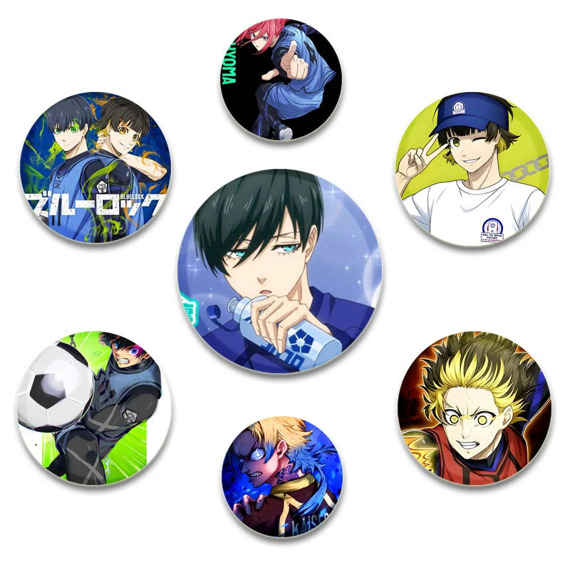 Anime Blue Lock Button Pins Cartoon Character Hyoma Chigirl Seishiro Nagi Brooch Custom Badge Cosplay Accessories Jewelry Gifts