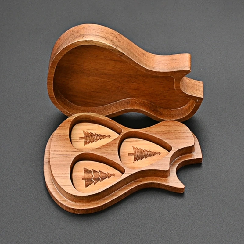 Guitar Shaped Plectrum Case Guitar Box Musical Instrument Guitar Pick Box Holder