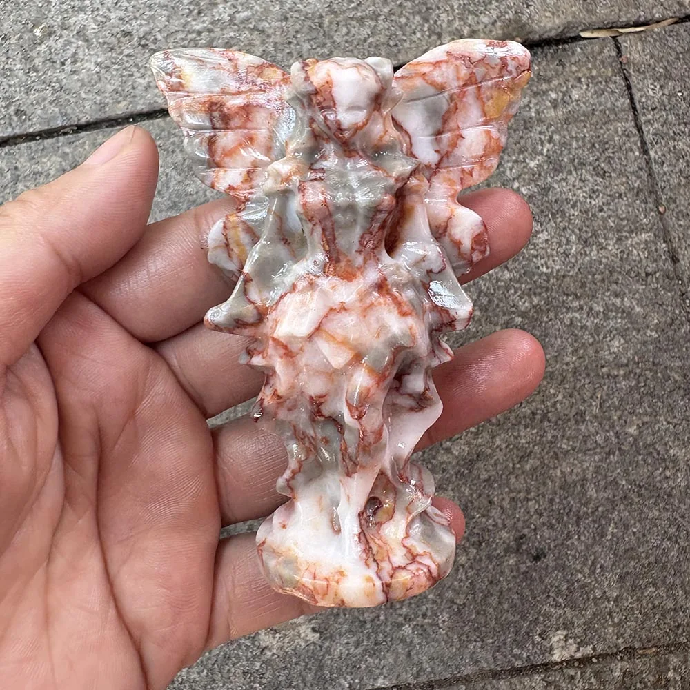 Op maat gemaakte natuurlijke jade vlinderfee beeldje - Edelsteen mythische sprite sculptuur tafeldecoratie voor energiebalans