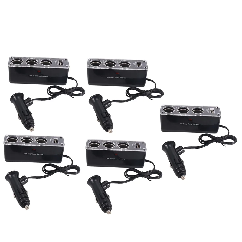 

5X 3-WAY MULTI SOCKET АВТОМОБИЛЬНЫЙ РАЗЪЕМ CIGARETTE LIGHTER USB-разъем ЗАРЯДНОЕ УСТРОЙСТВО DC 12 В/24 В Тройной АДАПТЕР с USB-портом-Y47A