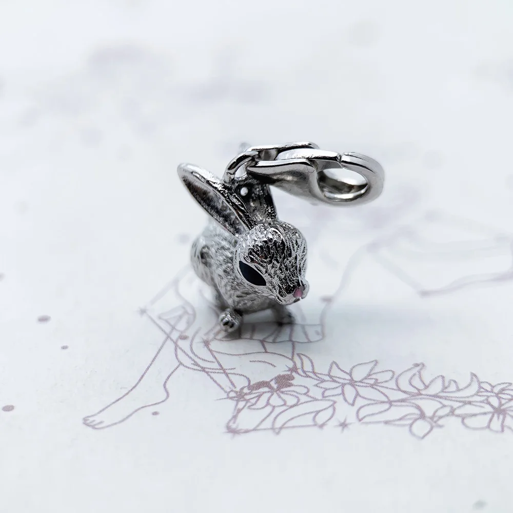Authentic 925 Sterling Silver Elegance Lovely Rabbit Pendant Charm Cute Gift For Women Diy Fashion Jewelry