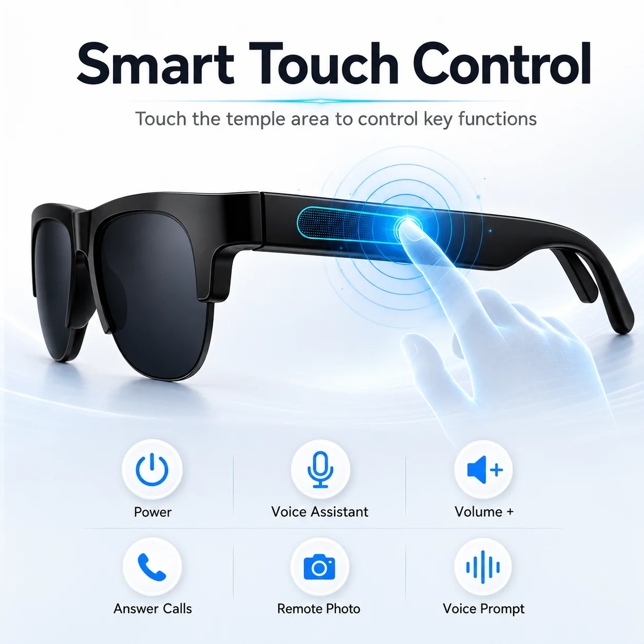 2026 New Bluetooth Smart Glasses Open Ear Stereo Sound Call Answer Music Control Voice Assistant Sports Gift for Men Women
