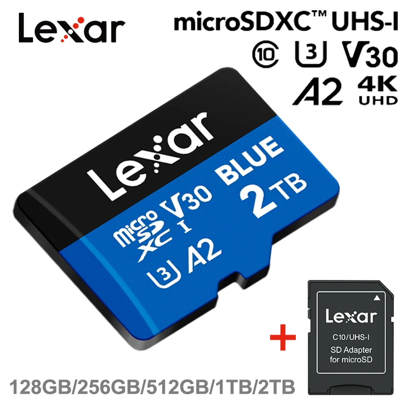Original Lexar BLUE MicroSDXC UHS-I Card 1T 2TB A2 V30 Micro SD 