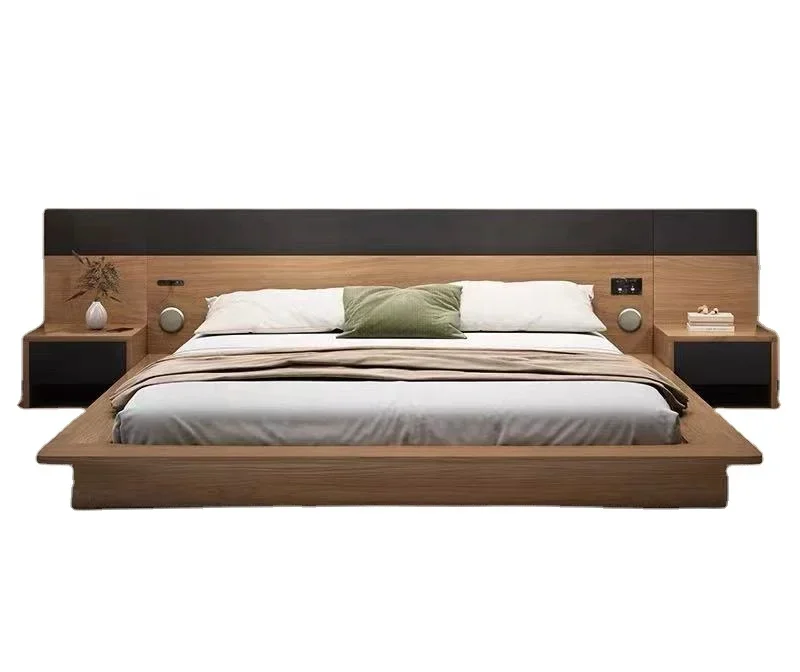 Europe style hotel project wood bed for sale high headboard wood king size bed