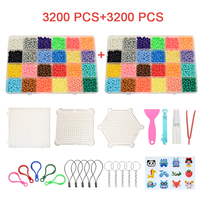 6400PCS Kids DIY Water Magic Beads Puzzle Toys Crystal Water Spray Beads Set Ball Games 3D Handmade Toys For Kid Boys Girls Gift