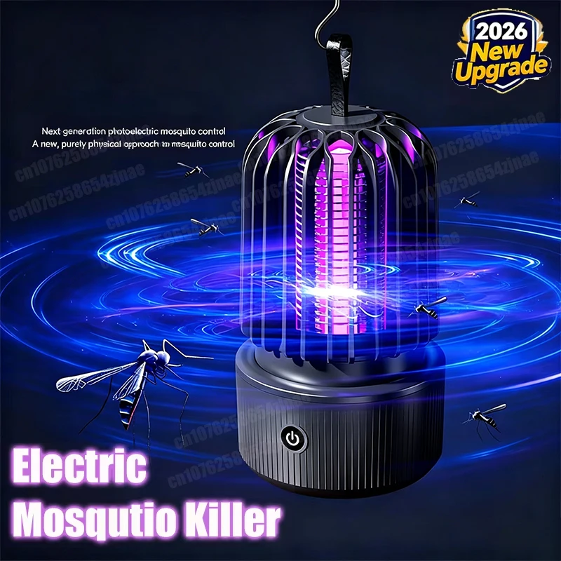 蚊キラーランプ-ブルー-uv-ライト誘引電気ショック-2-in-1-バグザッパー-1200mah-充電式-パティオ旅行用-新品