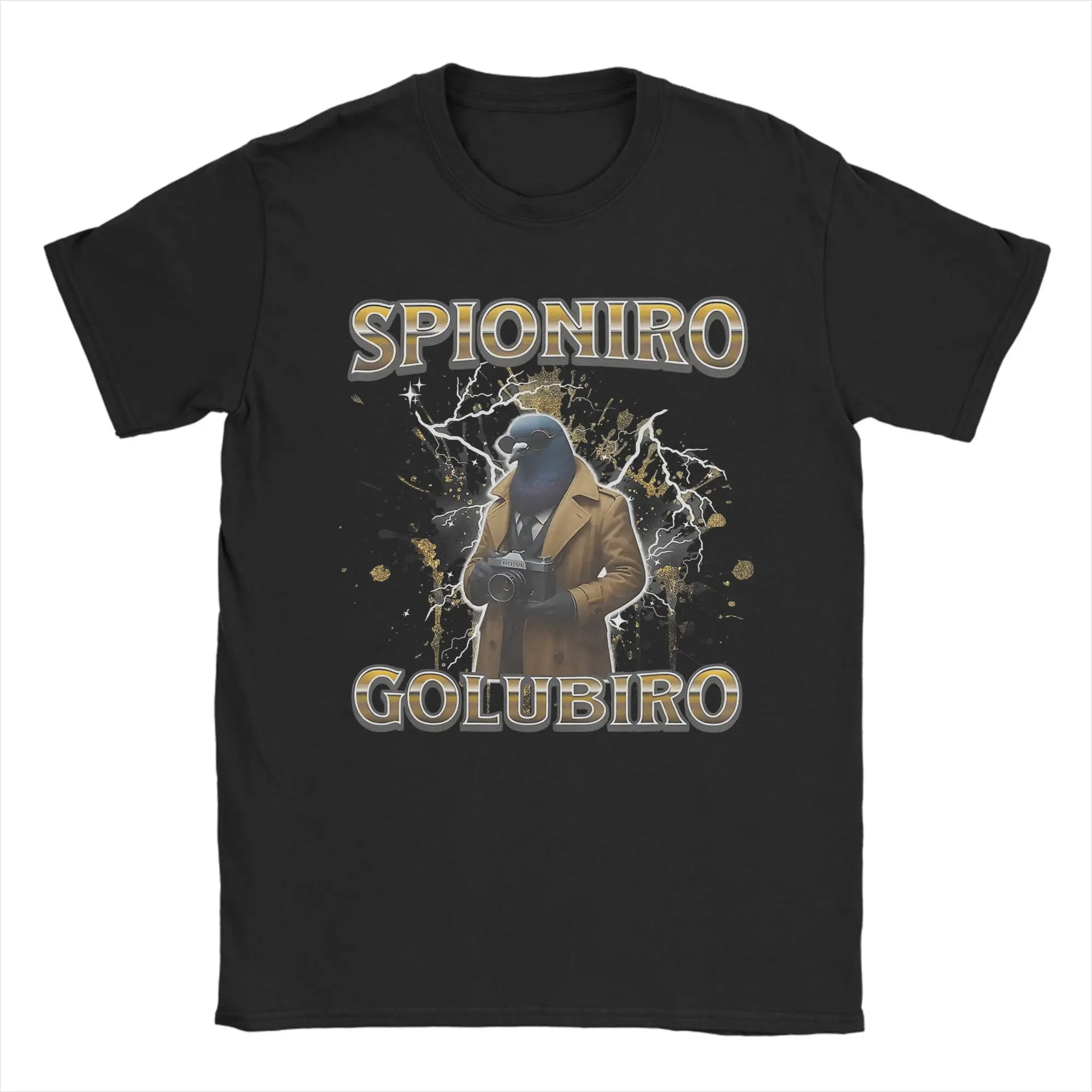 

Vintage Spioniro Golubiro Italian Brainrot T-Shirt Men Round Neck Pure Cotton T Shirt Short Sleeve Tees Classic Clothing
