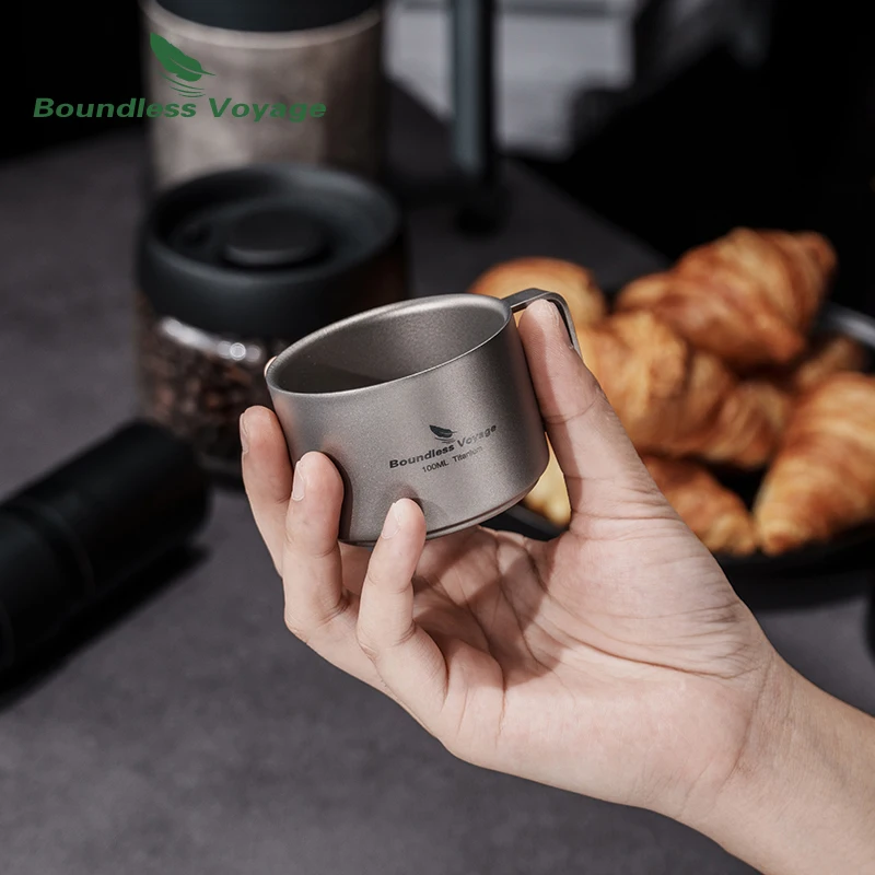 Boundless Voyage Titanium Double Wall Coffee Cup Mini Camping Mug 100m Ti3085D