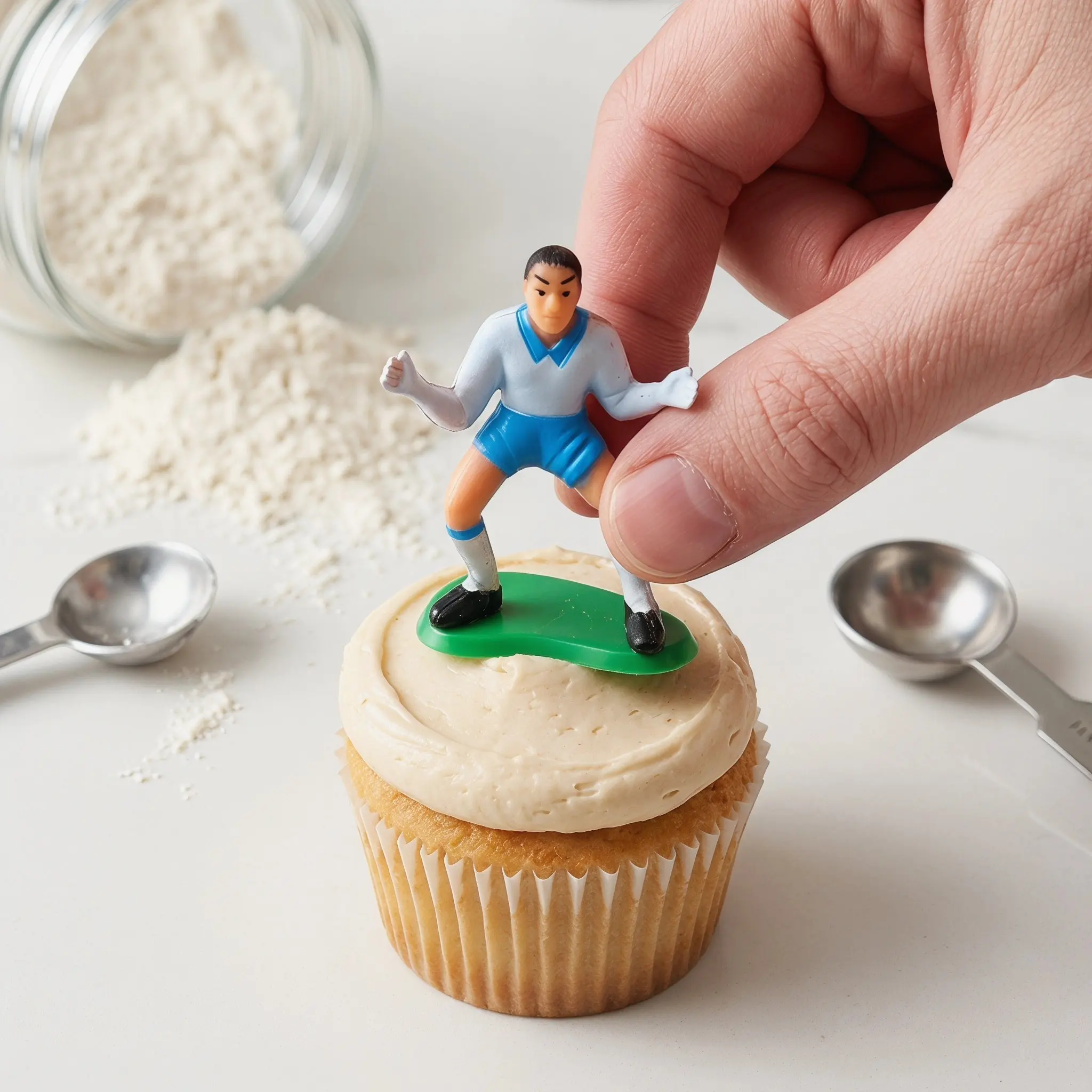 8Pcs Football Cake Topper Set Soccer Player Decor Mold for Birthday Cakes Boys 6 Players 2 Gates Creative Kitchen Baking Tools