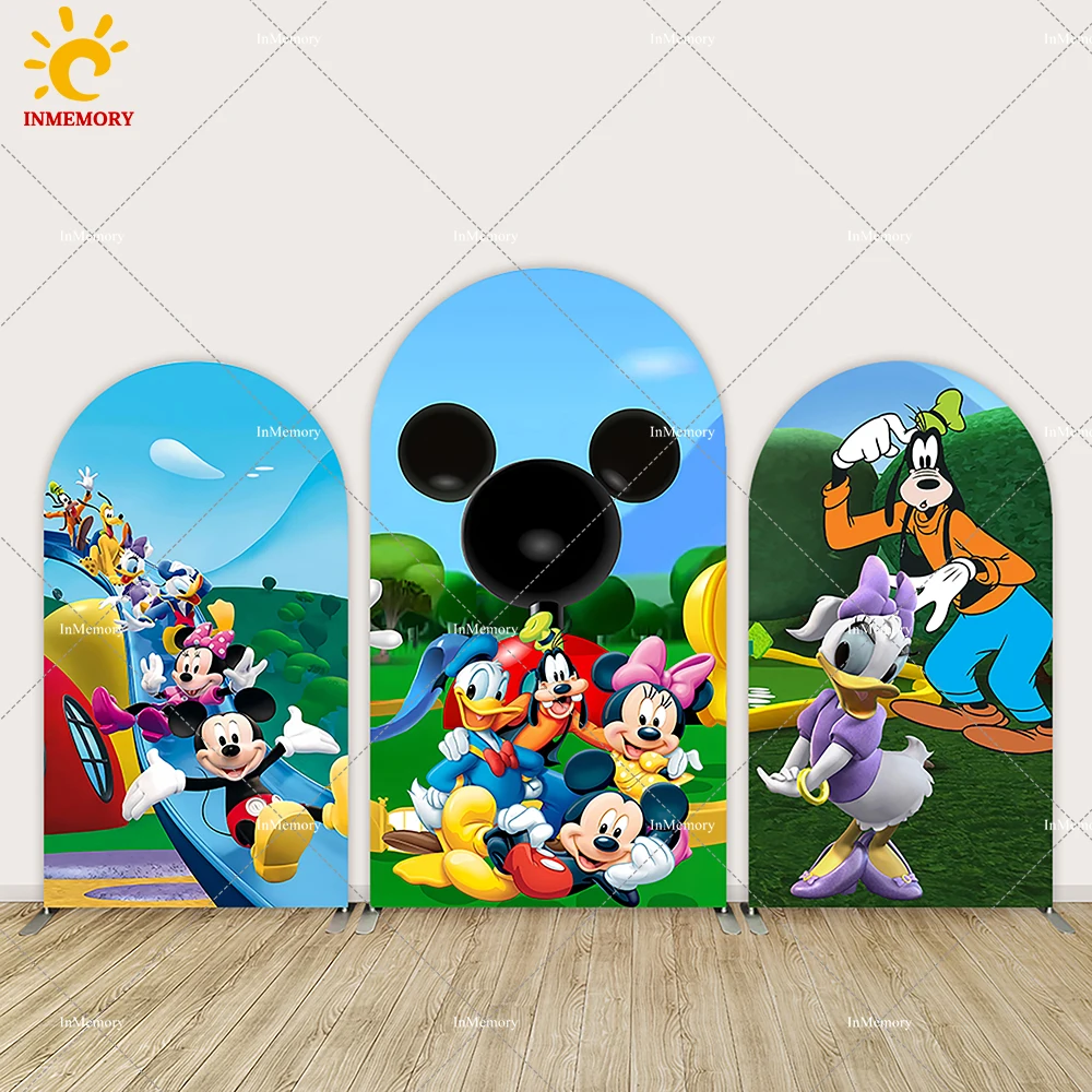 

Mickey Mouse and His Friends Arch Cover Backdrop for Kids Happy 1st Birthday Cartoon Mickey Mouse Clubhouse Birthday Wall Decor