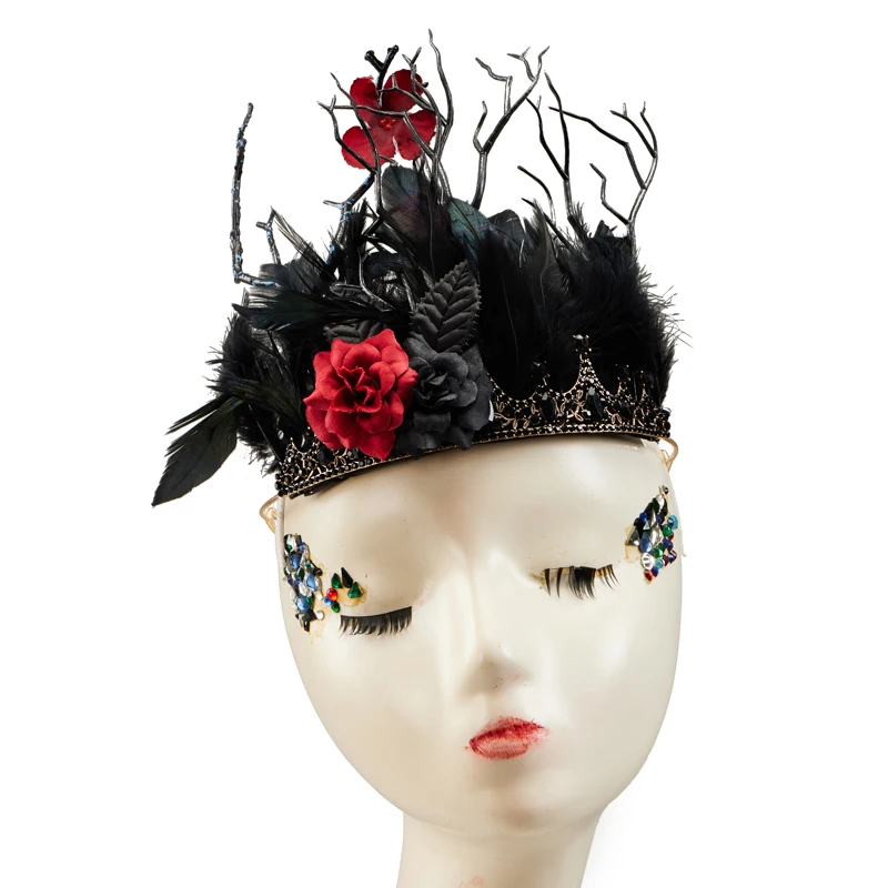 Baroque Crown Tiaras Vintage Retro Tree Branch Flowers Headband Gothic Halloween Masquerade Pricess Witch Browns Hair Accessory