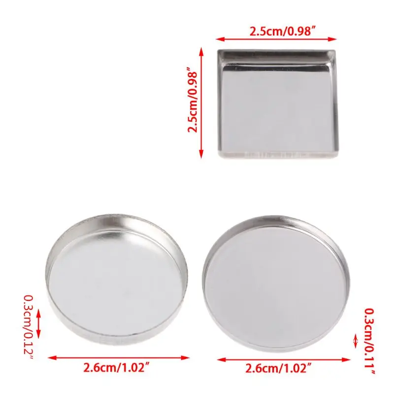 OOTDTY 10 Pcs New 3 Size Empty Magnetic For Eye Eyeshadow Shadow Makeup Powder Fundation Refill Palette Silver