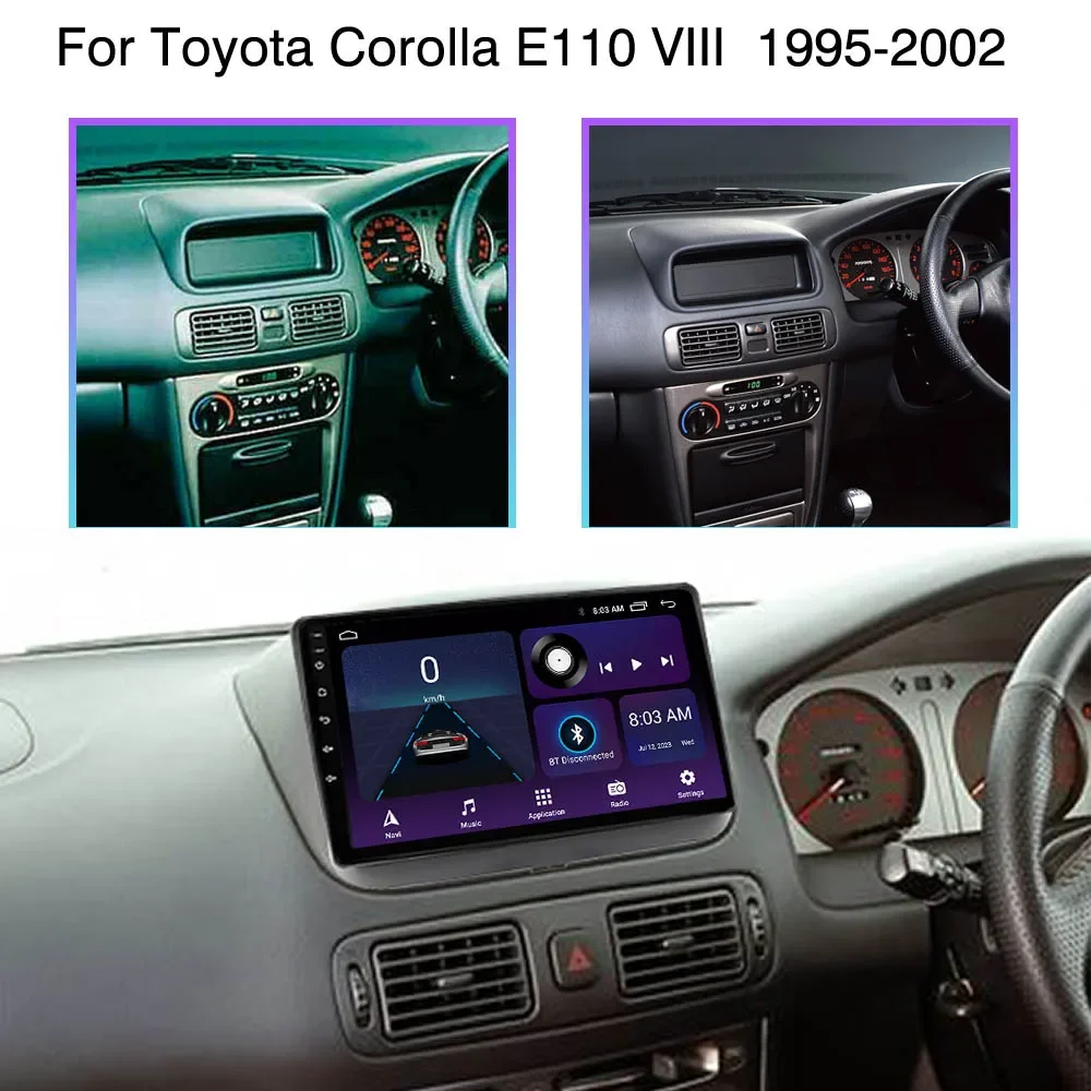 Android 15 Carplay Car Radio for Toyota Corolla E110 VIII 1995-2002 4G+WIFI GPS Navigation Multimedia Video Player No 2din DVD