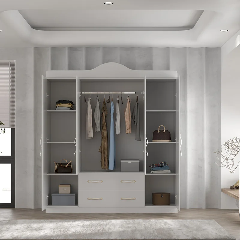 New 4 Door Fitted Wardrobes White Armario Cupboard for Clothes Nice Minimalist Bedroom Furniture Wardrobe Clothes Organizer