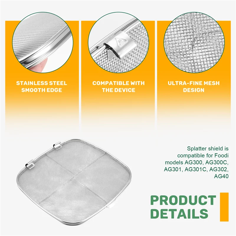 B47B-درع رش بديل لـ Ninja Foodi AG301 5 في 1 شواية داخلية من الفولاذ المقاوم للصدأ AG301C AG302 AG400