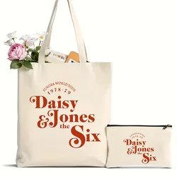 2Pcs Daisy & Jones The Six Letters Pattern Shoulder Bag, All-Match Versatile Shopping & Commuting Handbag For Women