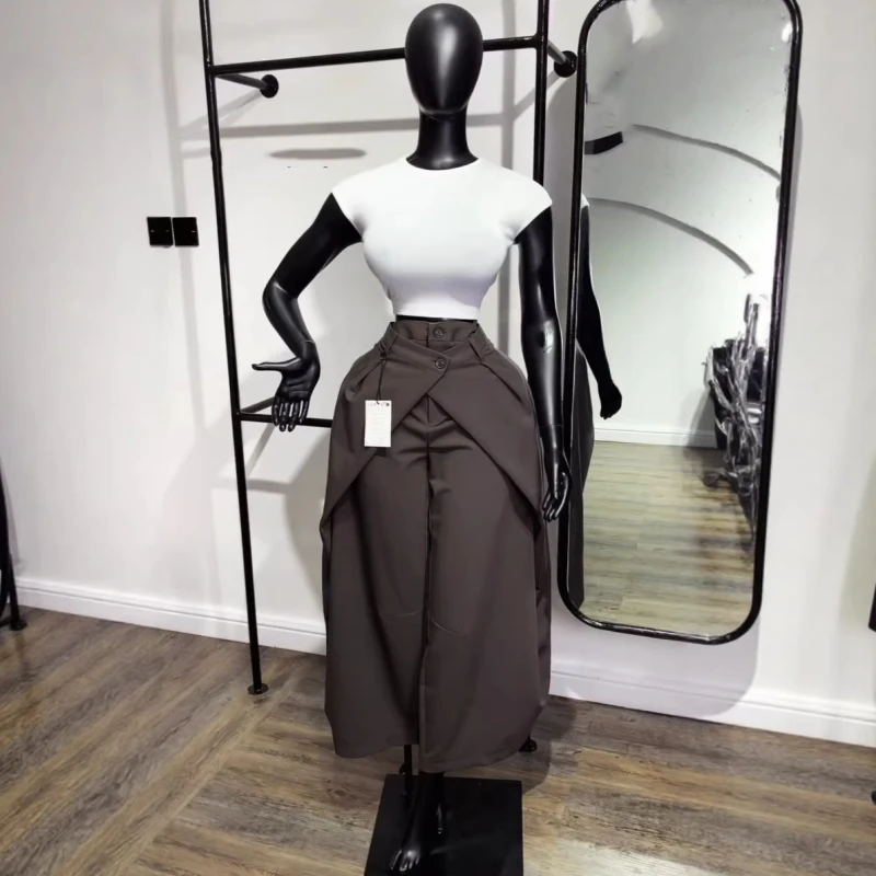 Neues Design Lässige Schicke Weite Hosen für Damen Büro-Stil Plissierte Lange Hosen Mode 2026 Frühling Sommer Streetwear Hosen