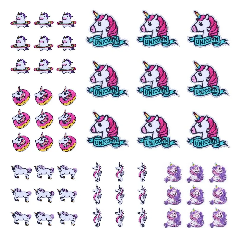 

10Pcs/Lot Cartoon Unicorn Embroidered Patches on Clothes Iron on Fusible Patch for Clothing Favor Party Decoration Appliques