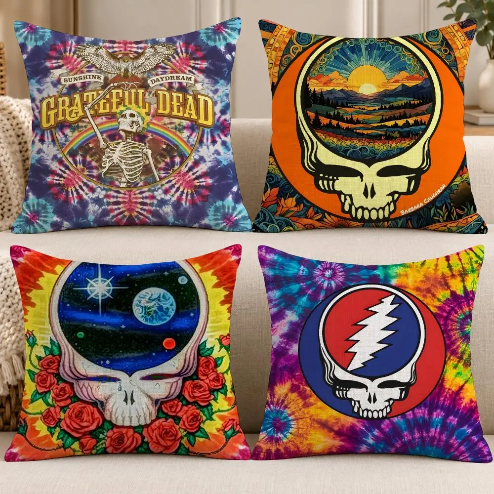 Band Rock G-Grateful Dead Cushion Cover Soft Short Cover Washable Sofa Bed Dorm Garden Home Office Chair Decor