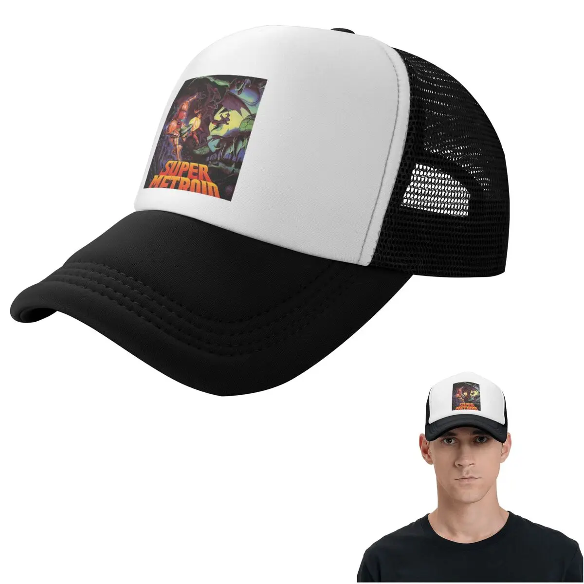 Super Metroid Large Game  Cap Casual Mesh Baseball Caps Adjustable Hat Hip Hop Summer Unisex Baseball Hats
