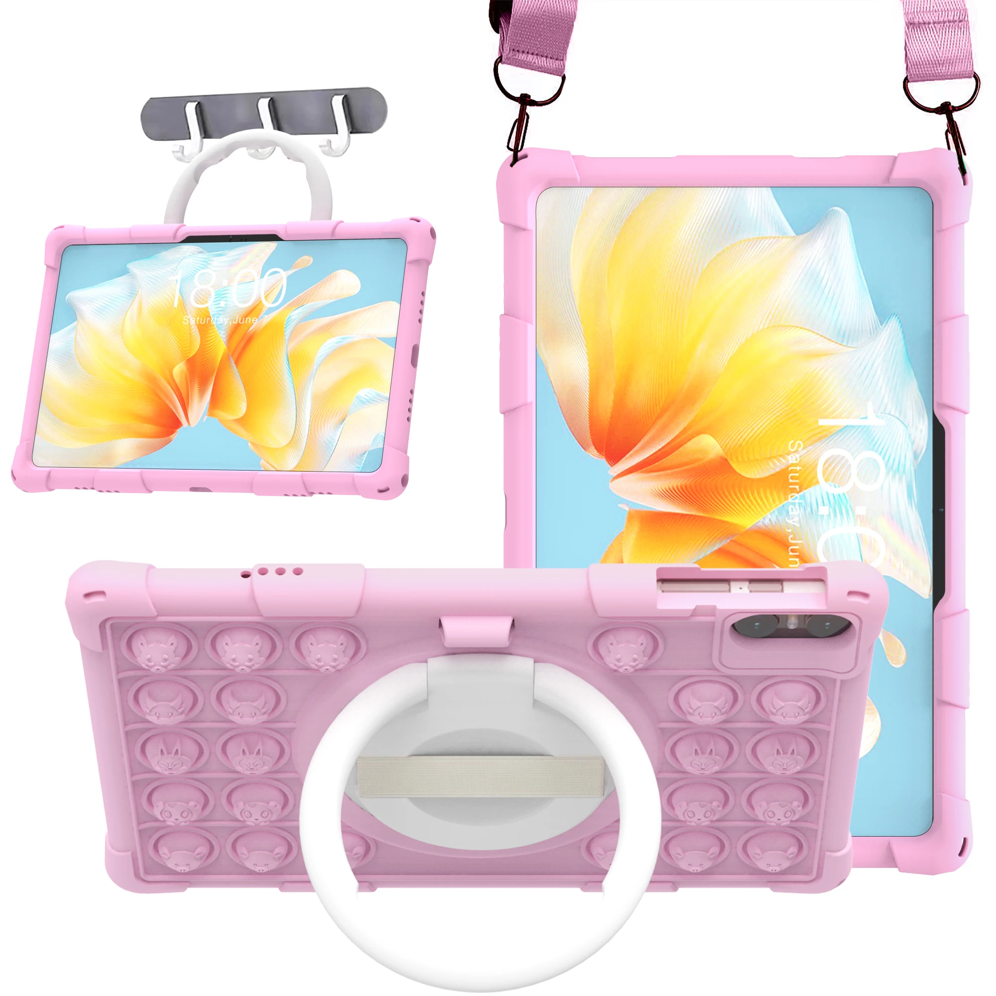 

Soft Bubble Silicon Case For TCL Tab Pro 5G 9198S Tablet Kids Cover Funda With Shoulder Strap For TCL 9198S 5G 10.36 inch