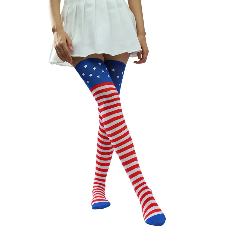 The USA Flag Thin Stocking American Flag Star Striped Printed Over Knee Long Socks Personality Independence Day Thigh High Sock