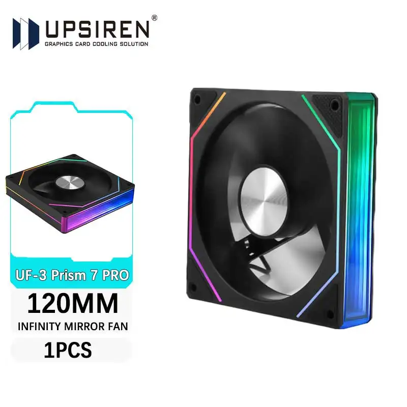 UPSIREN UF-3 프리즘 7 프로 컴퓨터 케이스 냉각 선풍기, 양면 풀 렌즈, 12cm ARGB 마더보드 동기화, CD 패턴 축 