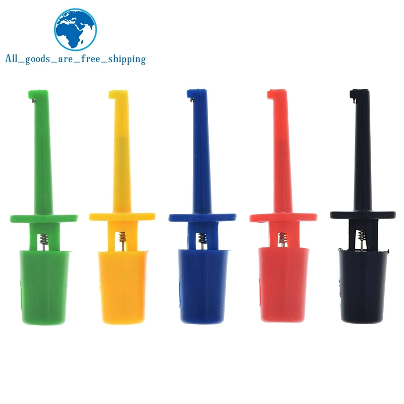 TZT 10Pcs Mini Single Test Hook Clip Test Probe for Electronic Testing IC Grabber Small Size Round Crocodile Clip Hook Test Clip image 2