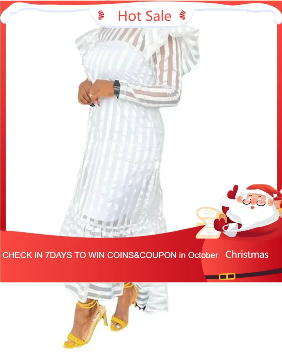 White African Dresses for Women Summer 2024 New African Women Long Sleeve Dress African Clothes Women