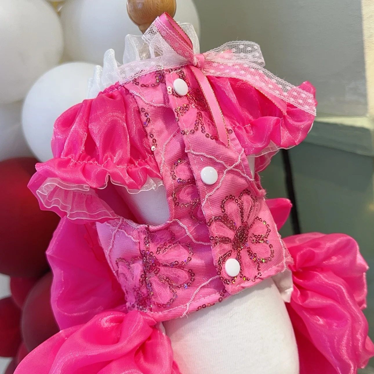 Imagem -02 - Vestidos de Casamento Artesanais para Cães Pequenos e Médios Roupas Pet Cabolsa de Cachorro Saias Princesa Rosa Rosa Moda Luxo