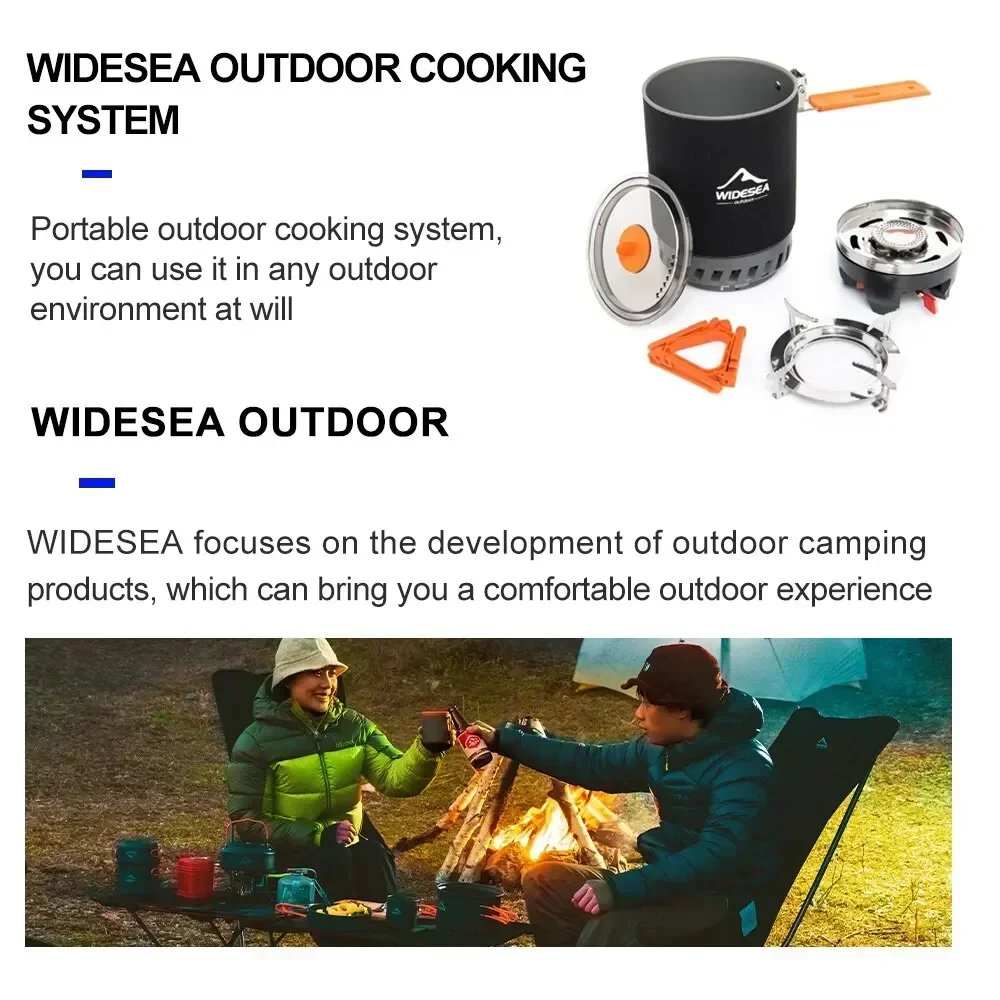 Widesea Camping Cooking System Heat Exchanger Outdoor Gas Stove Burner Tourist Pot Cup Cookware Tableware Tourism Bowler Dishes