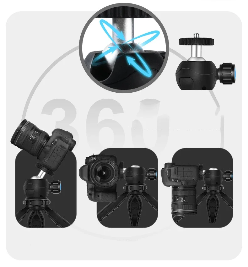 360° Swivel Tripod Portable Bracket 1/4 interface for Gopro or camera or mobile phone image 2