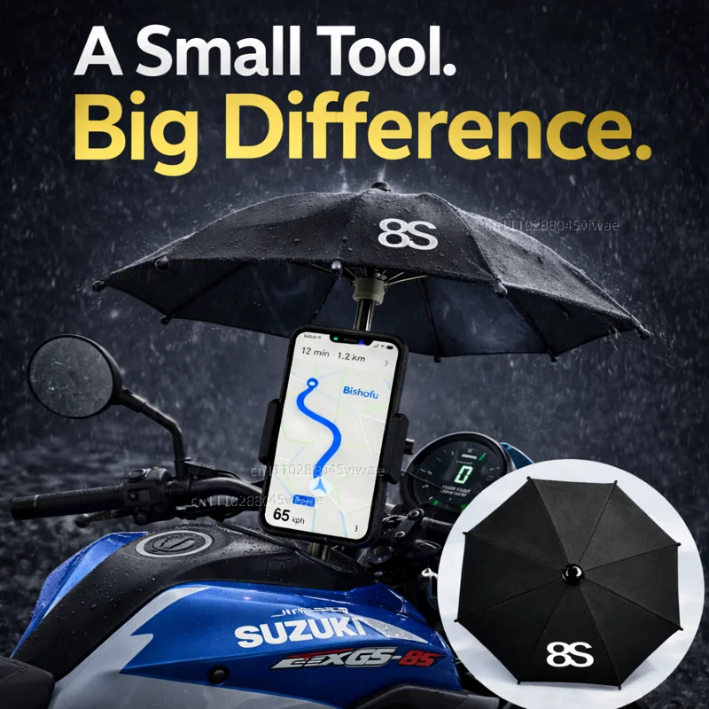 

For SUZUKI GSX-8S Motorcycle Phone Umbrella Holder Waterproof Sunshade Anti Glare Rainproof Handlebar GPS Mount